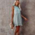 round neck sleeveless loose pleated solid color dress  NSYD36523