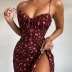 vestido de honda dividida de encaje con pliegues florales de moda sexy NSYD36524