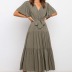 pure color short-sleeved long dress NSYD36532