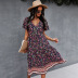 print spring and summer V-neck short sleeve dress NSDY36589