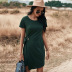 spring and summer new pure color knitted dress NSDY36595