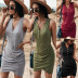 new spring and summer solid color vest dress NSDY36600