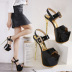 ultra-high stiletto buckle patent leather sandals NSSO36628