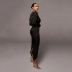 fashion new split V-neck waist thin fold solid color dress  NSFD36690