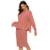 solid color knitted sweater casual two-piece skirt suit   NSJR36723