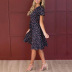 Short Sleeve V-Neck Lace High Waist Dress NSKX36801