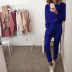 new solid color long-sleeved fashion home casual set NSKX36808