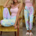 Tie-Dye Print Loose Mid-Waist Lace-Up Casual Pants NSKX36812