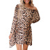 Vestido suelto de manga larga con estampado de leopardo NSKX36818