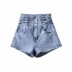pantalones cortos de jean de cintura súper alta con correas laterales NSAC36823