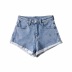 high waist loose curled denim shorts NSAC36830