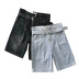 belt design high waist five-point jeans NSLD36851
