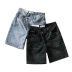 Irregular placket design high waist jean shorts  NSLD36853