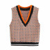 casual fashion contrast color plaid knitted vest  NSLD36868