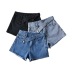 waistband design stitching casual denim shorts  NSLD36872