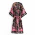 rayon print belt kimono dress  NSAM36921