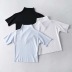high neck stretch five-point sleeve T-shirt  NSHS36985