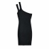 slanted shoulder strap bag hip knit dress NSHS36988