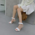 Square Toe Strap Soft Leather High Heel Sandals NSHU37041