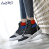 casual flat bottom leather sneakers NSNL37084