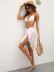 Color Fringe Stitching Irregular One-Piece Beach Skirt NSOY37089