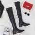 over-the-knee pointed elastic leather boots  NSHU37143