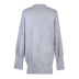 suéter de manga larga de color liso y cuello redondo de longitud media NSJR36739