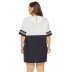 plus size round neck stitching short sleeve dress  NSJR36748