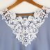 Plus size lace crochet stitching V-neck solid color loose top  NSJR36770