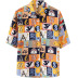 retro loose lapel chiffon short-sleeved shirt  NSJR36777