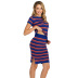 new knit striped slim short skirt set NSJR36786