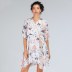 Small Floral V-Neck Chiffon Short Sleeve Dress NSJR36793