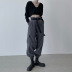 new fashion high waist belt gray casual overalls NSLQ37153