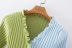 short-sleeved lettuce-edge color-blocking sweater NSAC37234