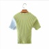 short-sleeved lettuce-edge color-blocking sweater NSAC37234