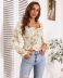off-shoulder flared sleeves ruffled blouse  NSMY37249