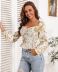 off-shoulder flared sleeves ruffled blouse  NSMY37249
