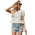 double button puff sleeve pleated t-shirt NSDF37270