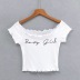 solid color letter printing sexy short-sleeved T-shirt NSHS37284