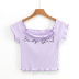 solid color letter printing sexy short-sleeved T-shirt NSHS37284