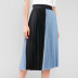 high waist pleated stitching mid-length skirt  NSXS37327