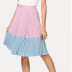 summer pleated stitching pink high waist skirt NSXS37335