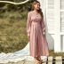high waist stitching mid-length bottoming dress NSXS37350