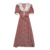 summer print short sleeve lace dress  NSXS37364