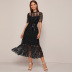 Black lace mid-length skirt  NSXS37365