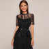 Black lace mid-length skirt  NSXS37365
