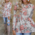 new flower printing long-sleeved round neck T-shirt  NSZH37427