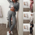 solid color long-sleeved hooded pajamas set NSZH37432