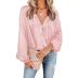new solid color V-neck long-sleeved casual top  NSZH37440