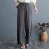 Pantalones anchos sueltos de algodón y lino NSYF37463